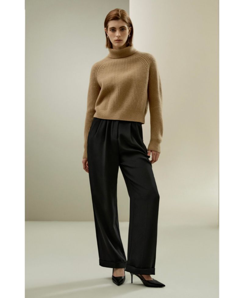 Women's Textured Turtleneck Cashmere Sweater
