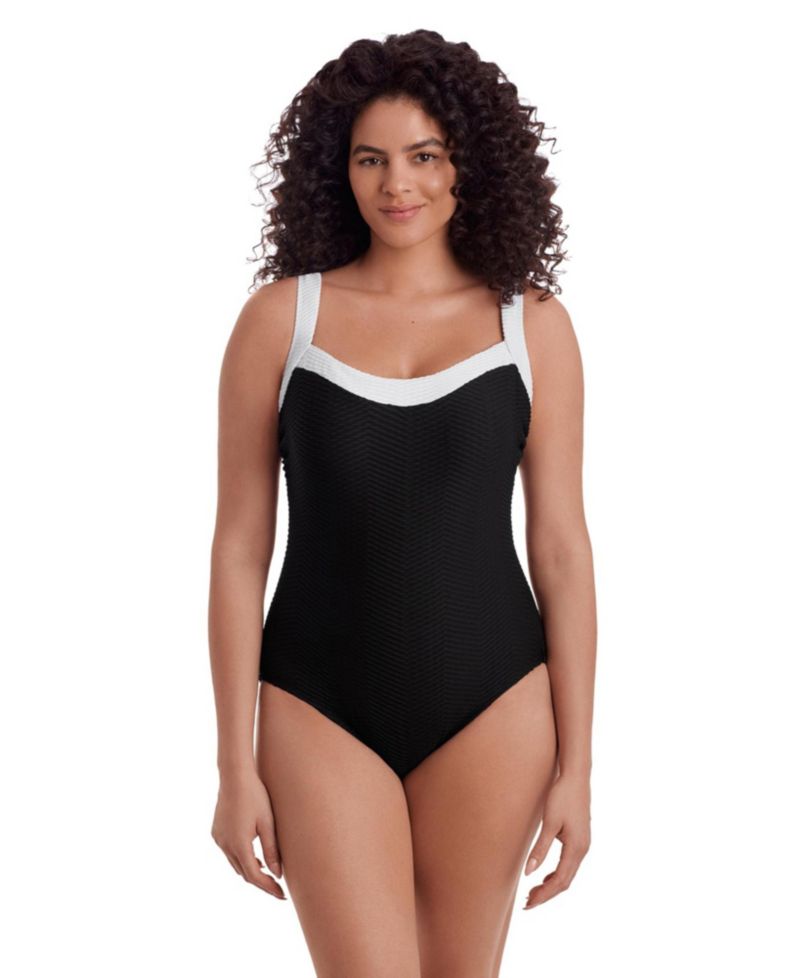 Women's Texture Luxe Sweetheart Inset Tank Long Torso One-Piece Swimsuit