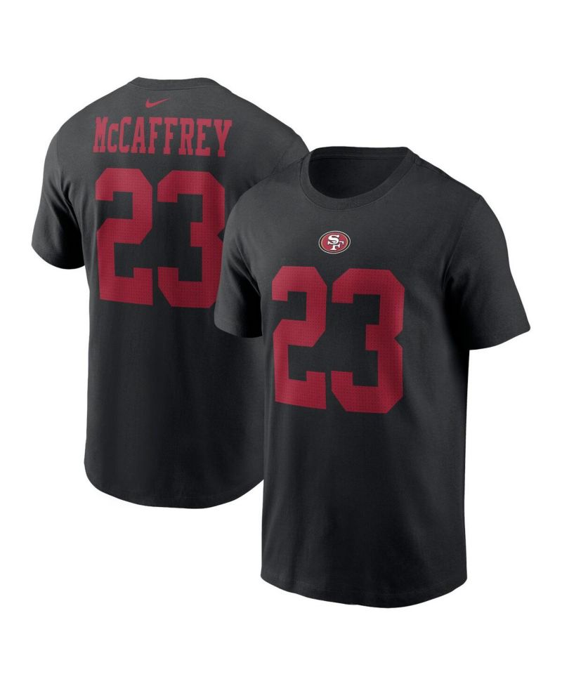 Men's Christian McCaffrey Black San Francisco 49ers Player Name and Number T-shirt