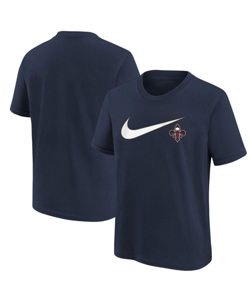 Big Boys and Girls Navy New Orleans Pelicans Swoosh T-Shirt
