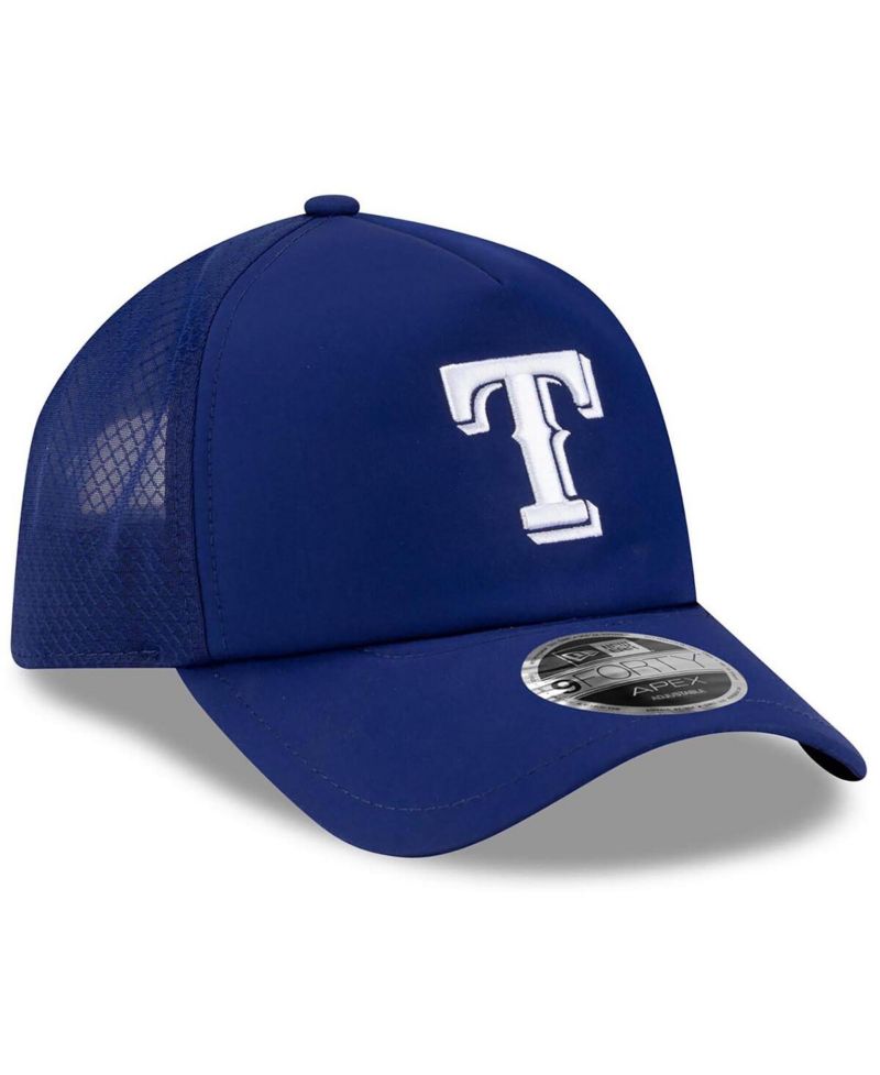 Men's Royal Texas Rangers 2026 Batting Practice Apex 9FORTY Adjustable Trucker Hat