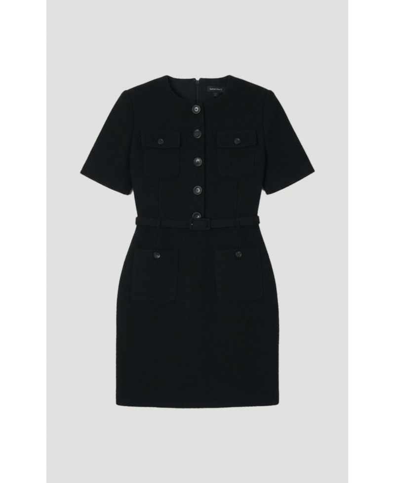 Women's Tweed Belted Mini Dress