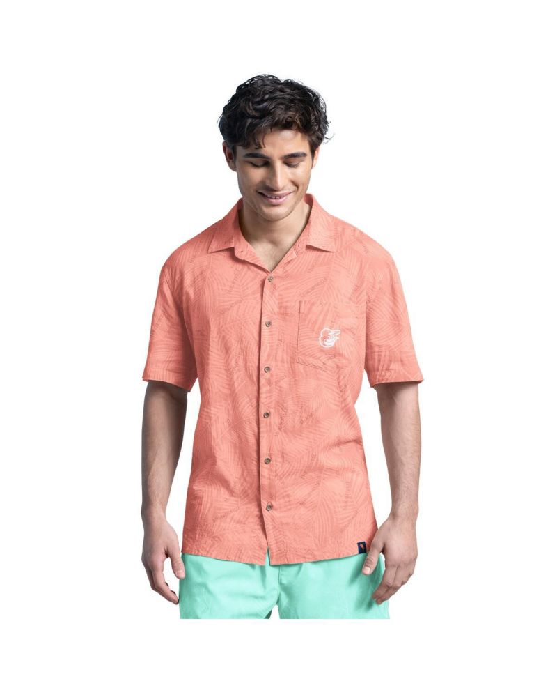 Men's Coral Baltimore Orioles Linen Party Button-Up Shirt
