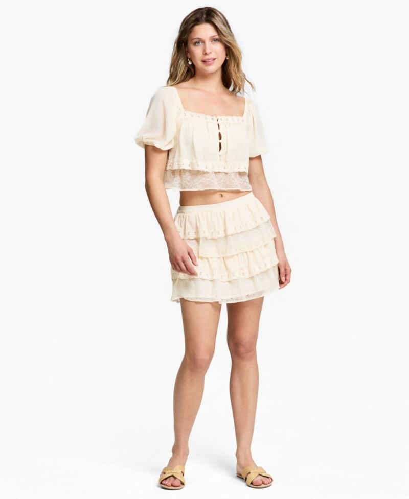Women's Chiffon Lace Mini Skirt