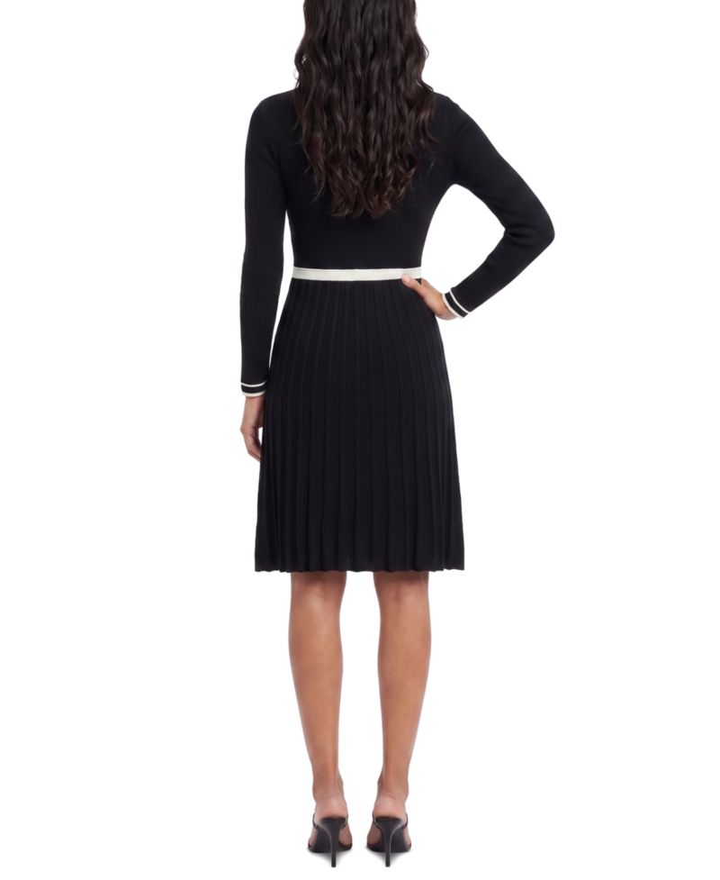 Petite Collared Button Front Sweater Dress