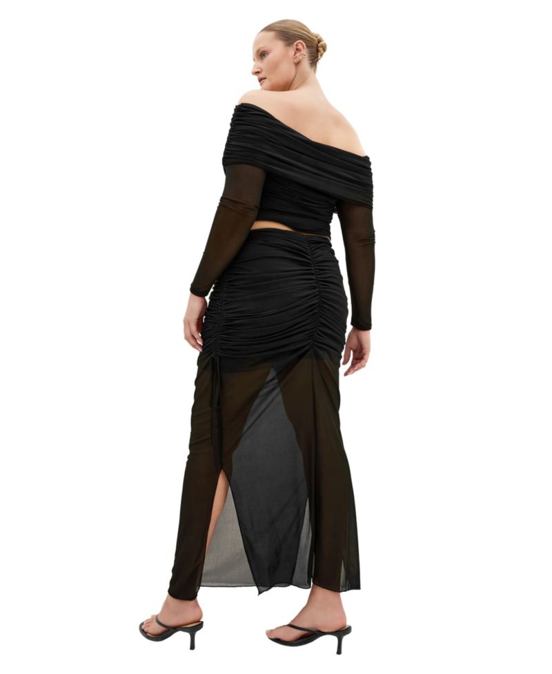 Plus Size Shelly High-Waisted Maxi Mesh Skirt