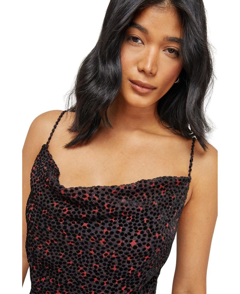 Women's Spot Devore Cowl Neck Maxi Dress.