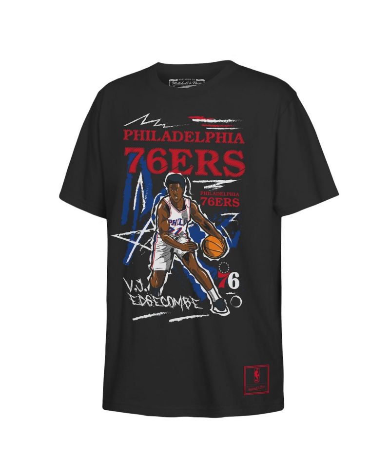 Big Boys and Girls VJ Edgecombe Black Philadelphia 76ers Chalked Up Player Name & Number T-Shirt