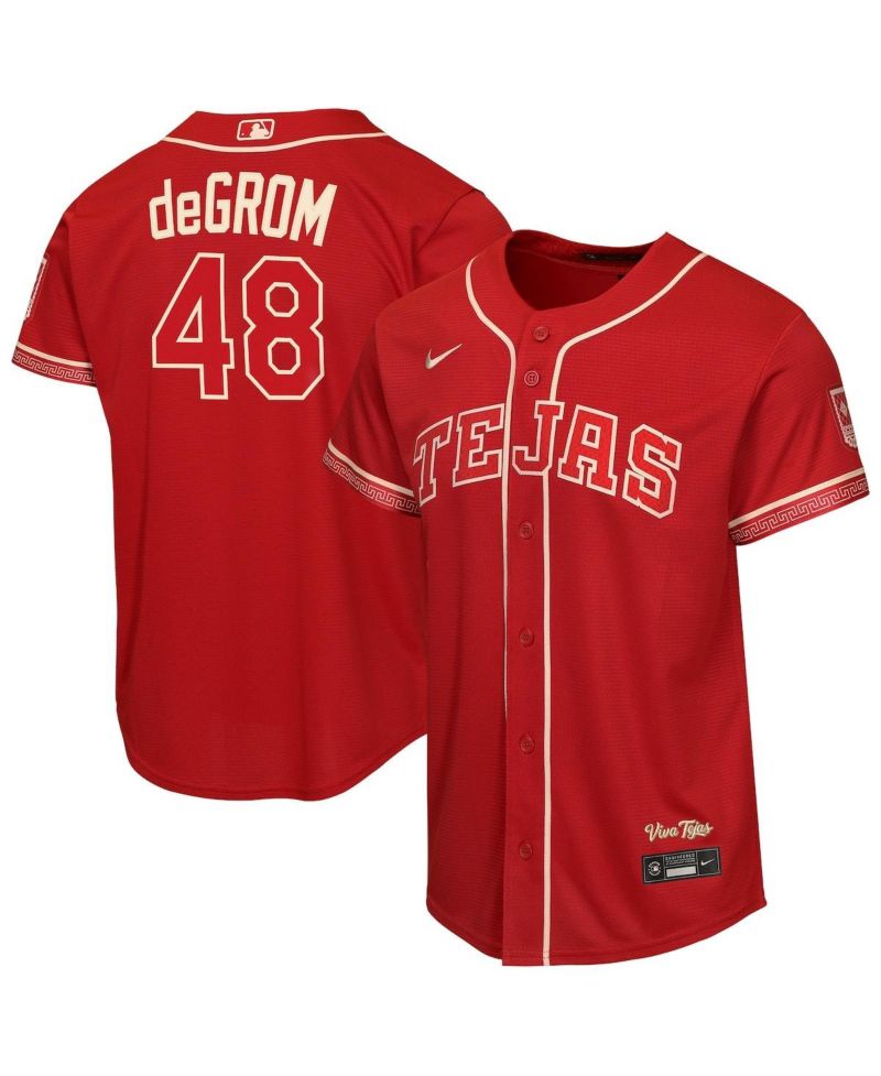 Big Boys and Girls Jacob DeGrom Red Texas Rangers 2026 City Connect Stadium Jersey
