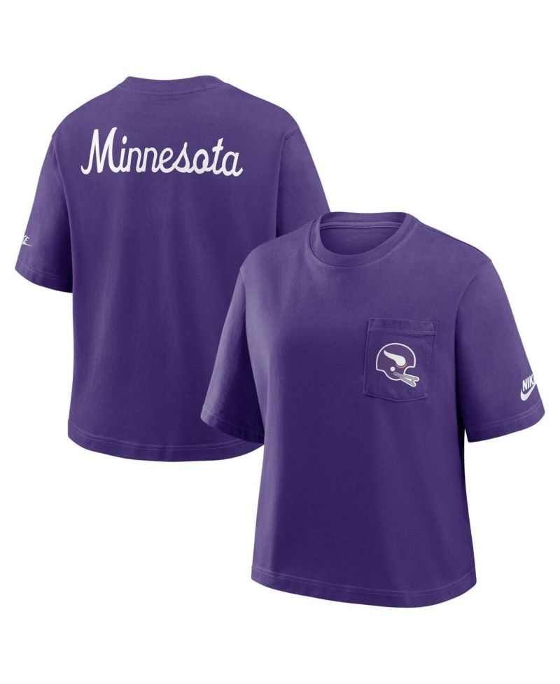 Women's Purple Minnesota Vikings Rewind Pocket Boxy T-Shirt