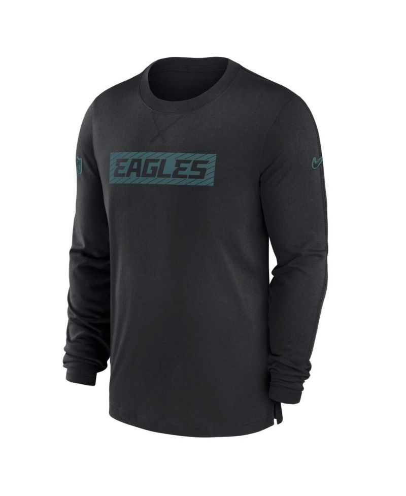 Men's Black Philadelphia Eagles Sideline Player Performance Long Sleeve T-Shirt