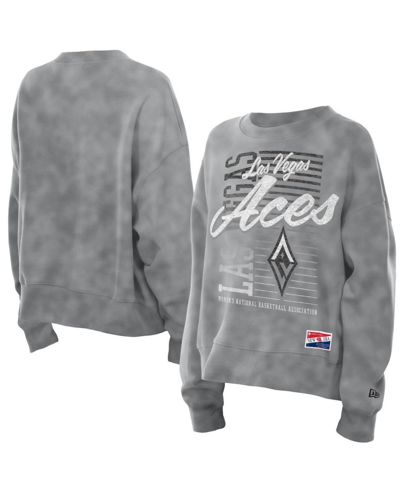 Women's Silver Las Vegas Aces Oversized Mineral Wash Sweatshirt