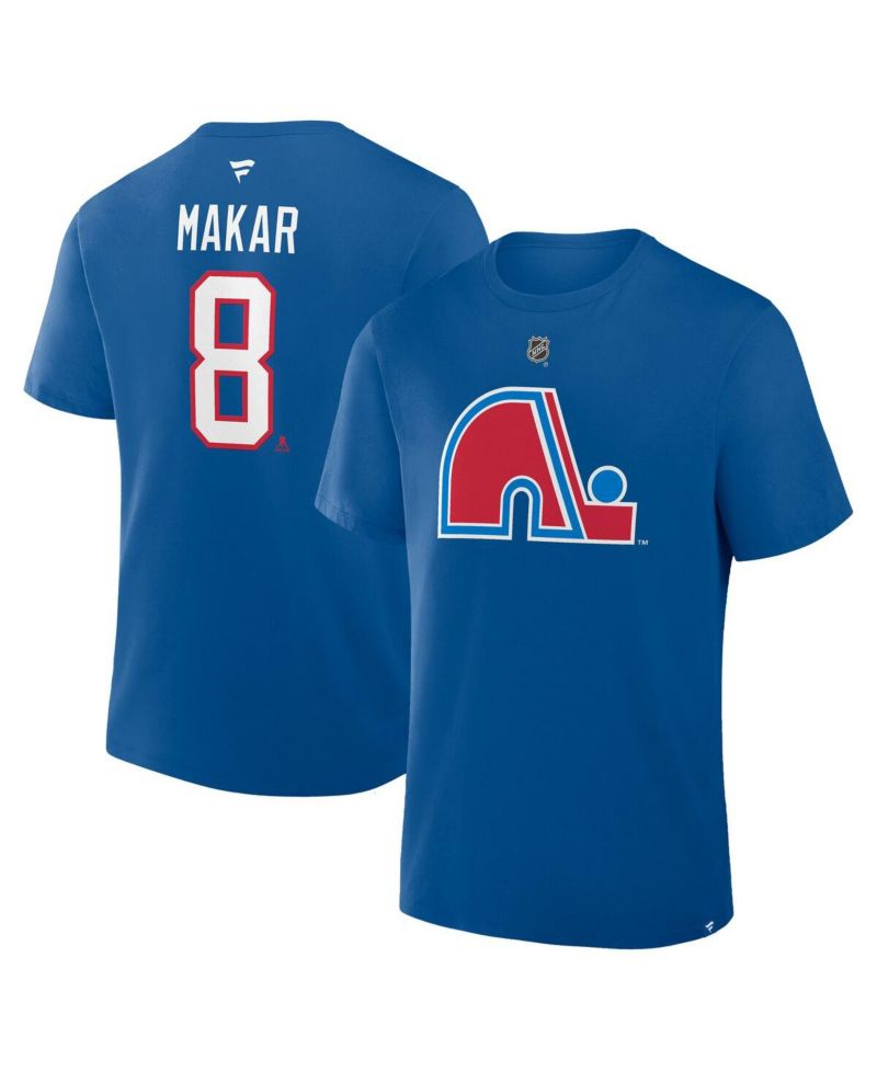 Men's Cale Makar Blue Colorado Avalanche Heritage Authentic Stack Name & Number T-Shirt