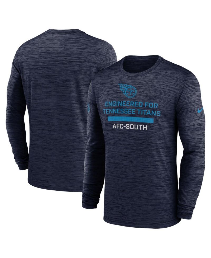 Men's Navy Tennessee Titans Sideline Velocity Performance Long Sleeve T-Shirt