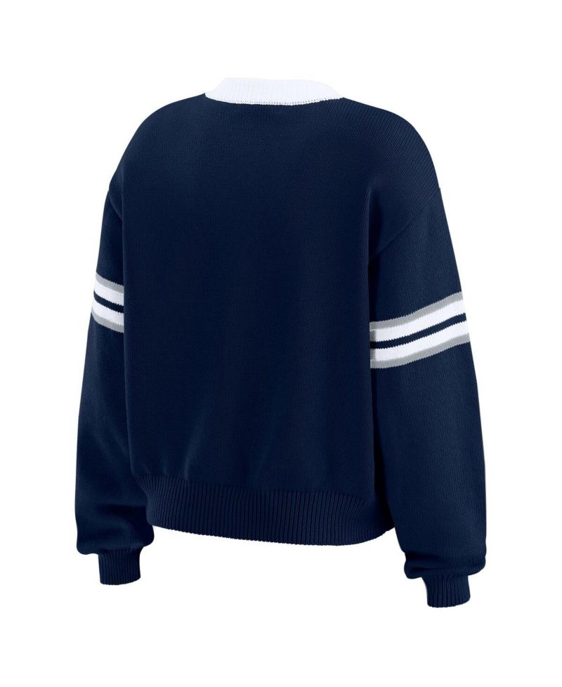 Women's Navy Penn State Nittany Lions Lace-Up Pullover Sweater