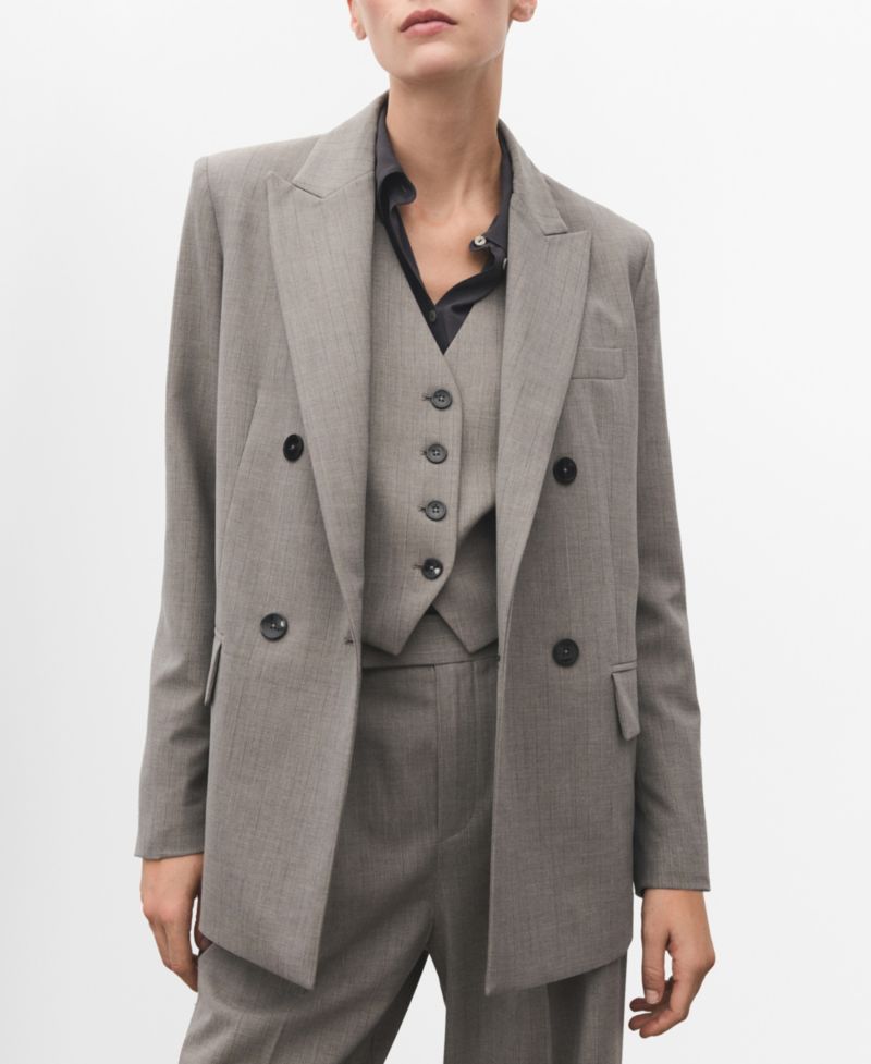 Women's Double-Breasted Wool Blend Blazer