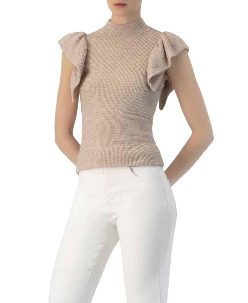 Women's Knitted Ruffle Sleeve Blouse