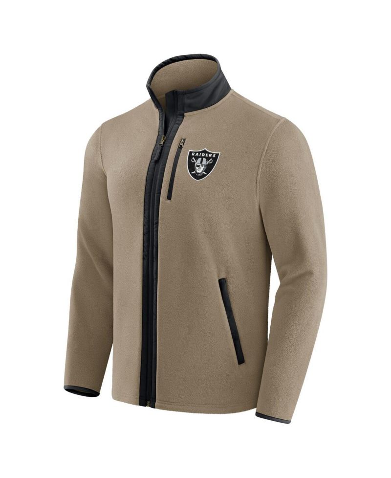 Darius Rucker Collection by x NFL Men's Tan Las Vegas Raiders Heavyweight Polar Fleece Full-Zip Jacket