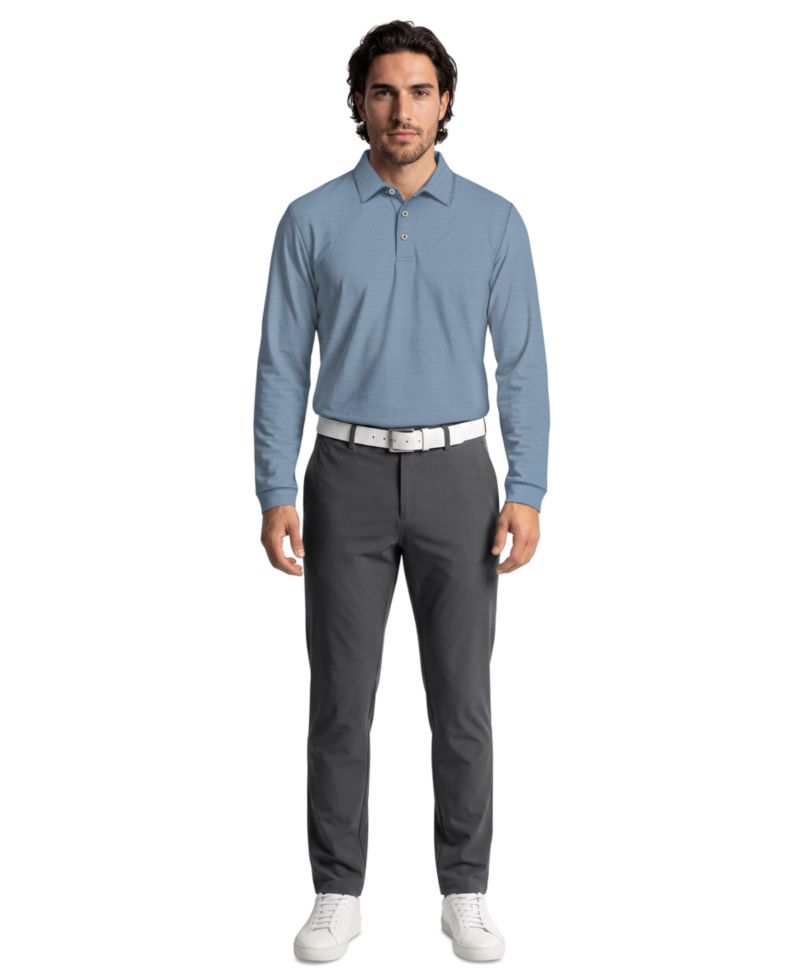 Men's Mini Diamond Jacquard Golf Long-Sleeve Polo Shirt