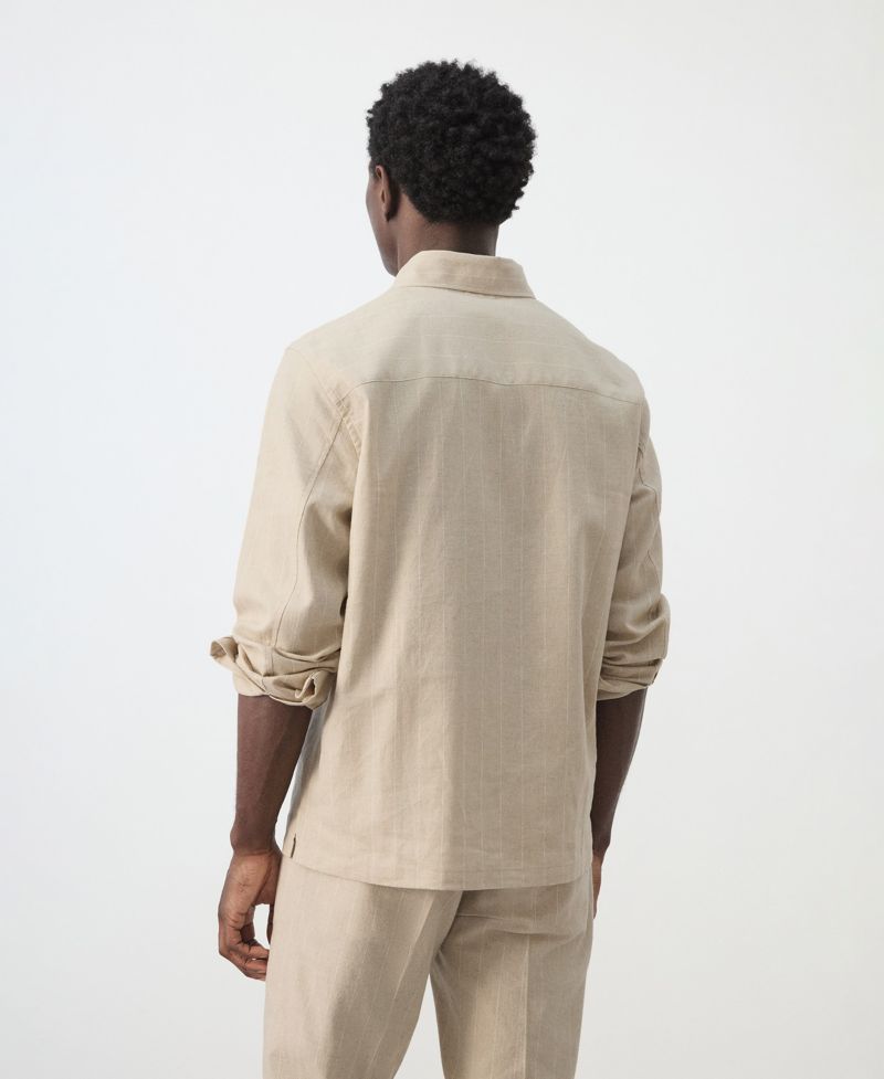 Men's Linen and Cotton Blend Striped Shirt