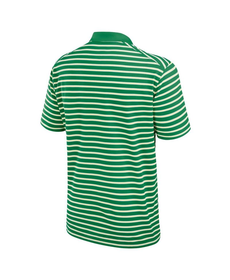 Men's Green/White Oregon Ducks Primetime Victory Striped Performance Polo
