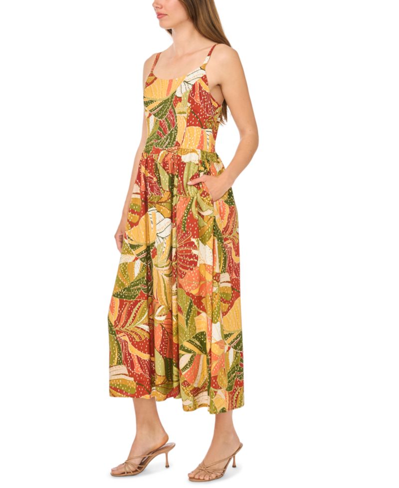 Women’s Floral Challis Smocked Maxi Dress