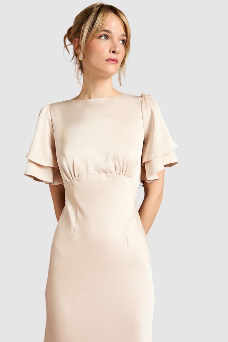 Women's High Neck Crepe Maxi Dress