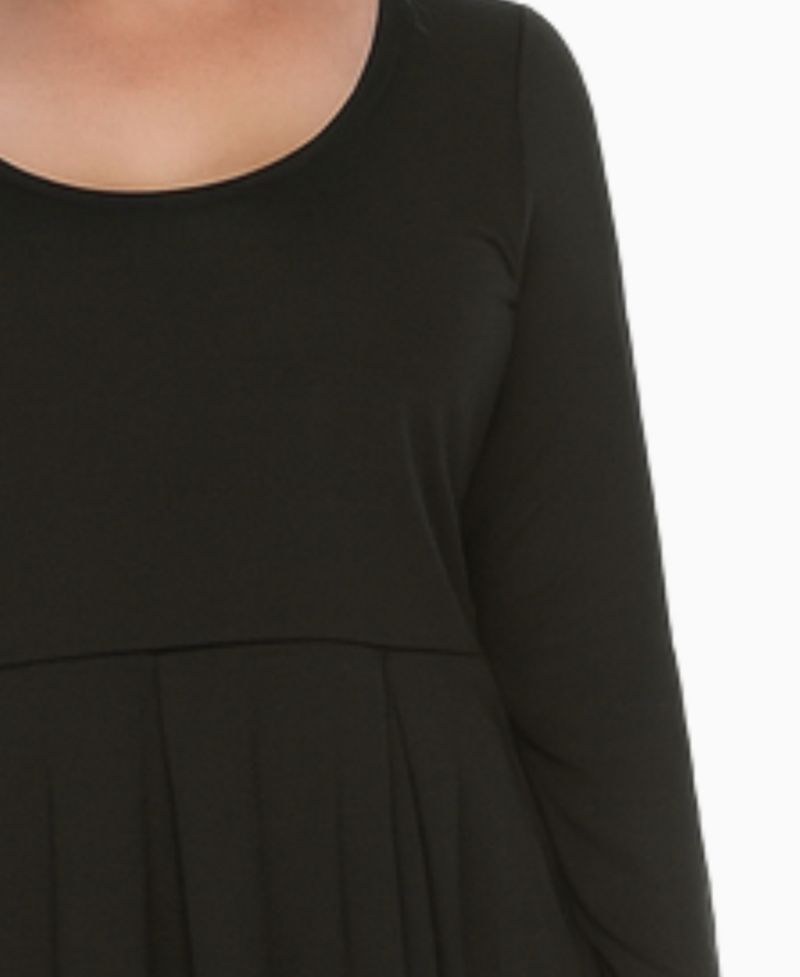 Plus Size Classic Long Sleeve Fit and Flare Dress