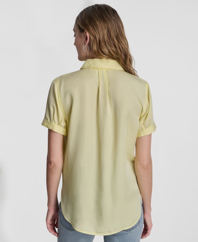 Petite Rolled Short-Sleeve Button-Up Shirt