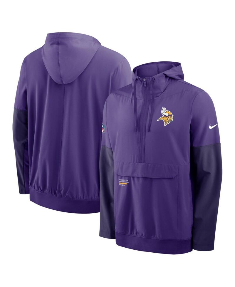 Men's Purple Minnesota Vikings Sideline Anorak Half-Zip Hoodie Sweatshirt