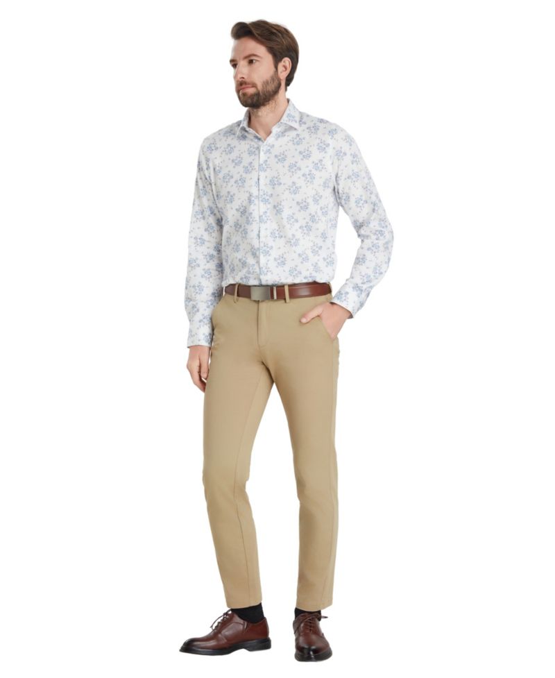Men's Slim-Fit Spread Collared Dress Shirt