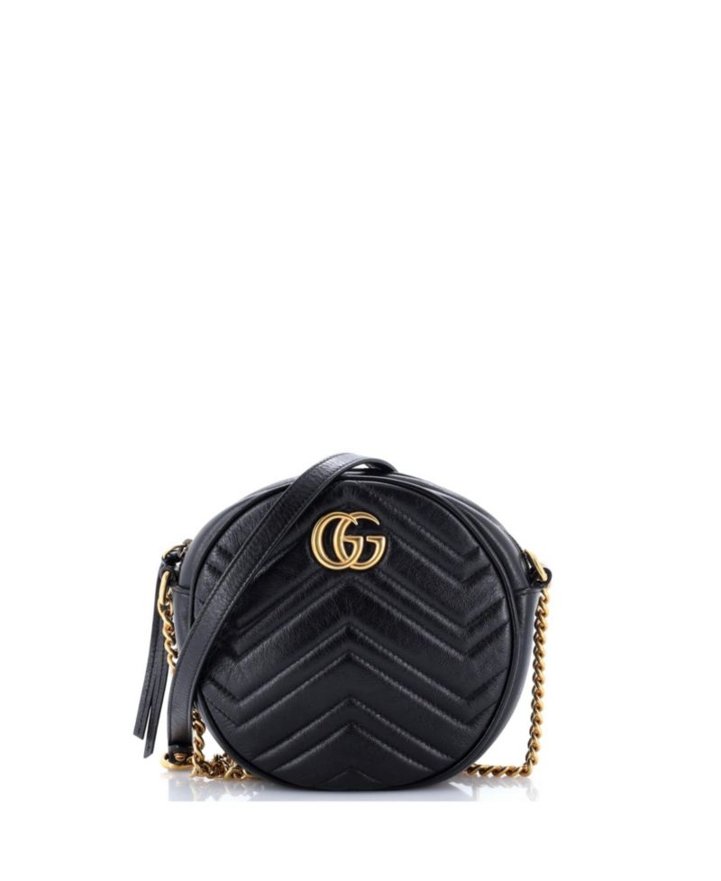 Mini Round Leather GG Marmont Shoulder Bag