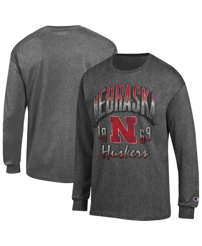 Men's Nebraska Huskers Distressed Graphic Classic-Fit Bold Long-Sleeve T-Shirt
