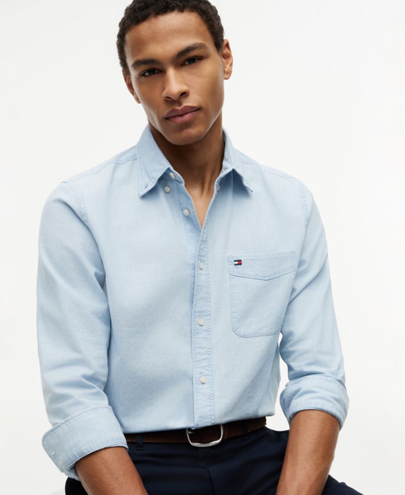 Men's Regular-Fit Chambray Solid Shirt
