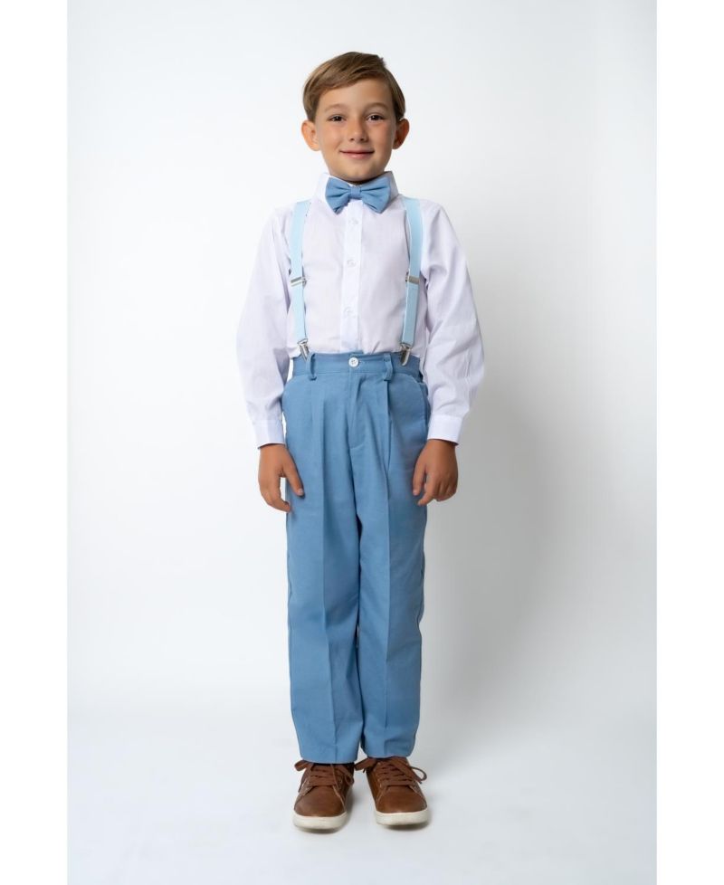 Little Boys Barn Safari Linen 4-Piece Shirt, Bowtie, Suspenders and Pants Set