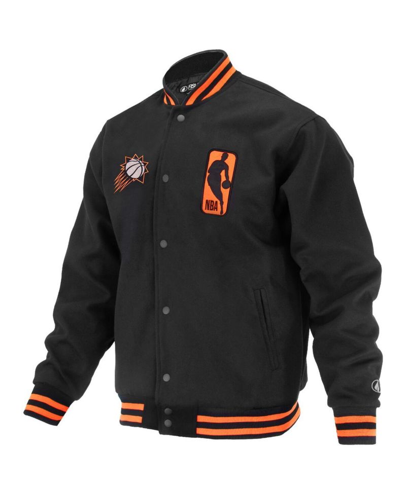 Men's and Women's Black Phoenix Suns Logo Man Shadow Collection Full-Snap Varsity Jacket