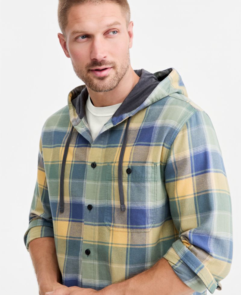 Men's Manny Hooded Classic-Fit Flannel Shirt