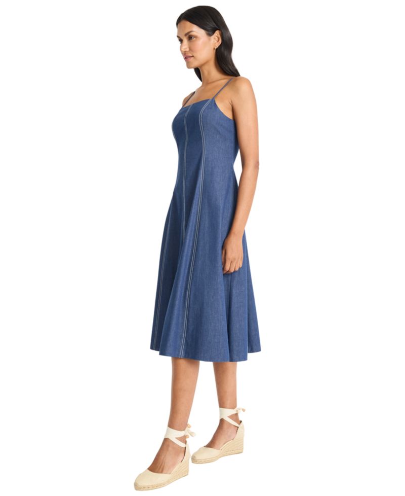 Women's Sleeveless Chambray Midi Dress