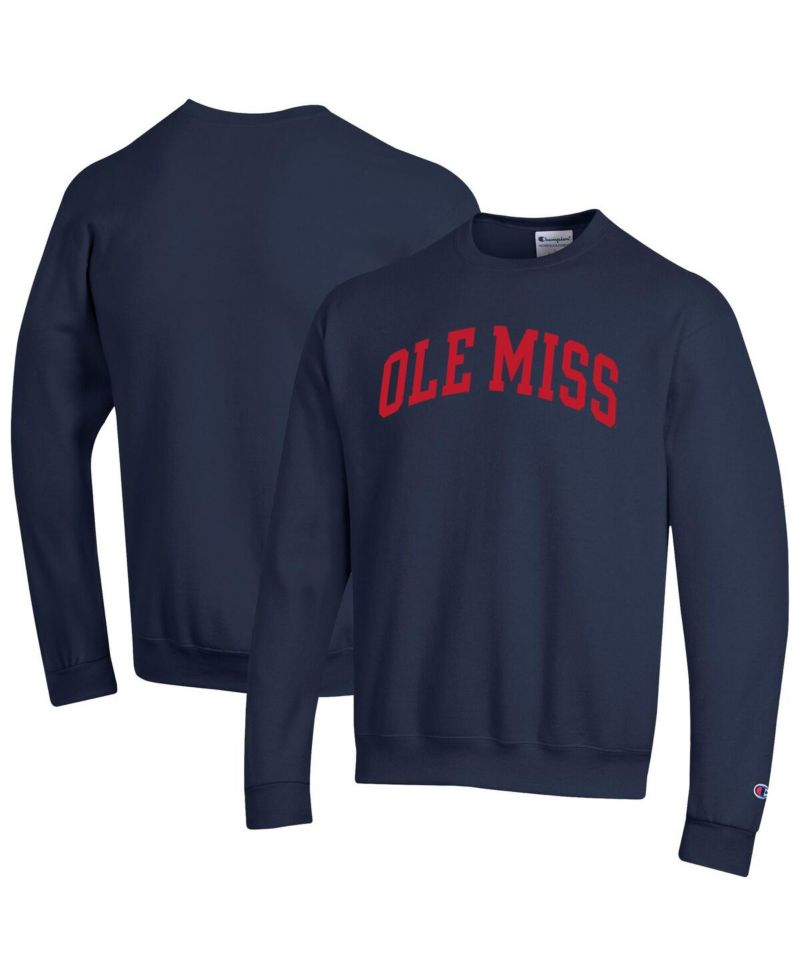 Men's Navy Ole Miss Rebels Basic Arch Fleece Pullover Sweatshirt