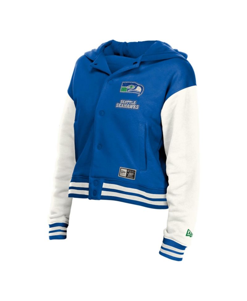 Women's Seattle Seahawks Royal Throwback Full-Snap Hooded Jacket