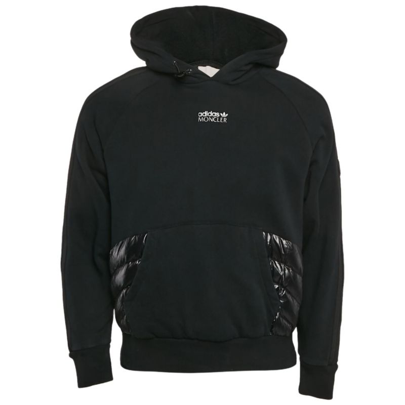 Men's X Adidas Black Cotton Knit Puffer Trim Hoodie