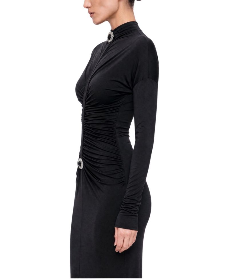 Women's Stone Drape Detailed Wedding Guest Open-Back Maxi Dress