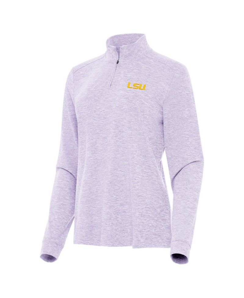 Women's Lavender LSU Tigers Mentor Long Sleeve Quarter-Zip Mock Polo Shirt