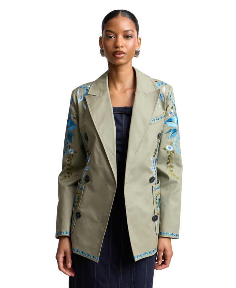 Women's Embroidered Double-Breasted Blazer