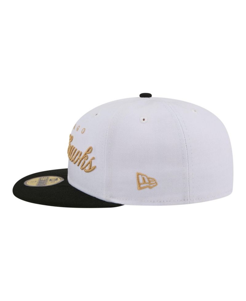 Men's White/Black Chicago Blackhawks Scripted 59FIFTY Fitted Hat