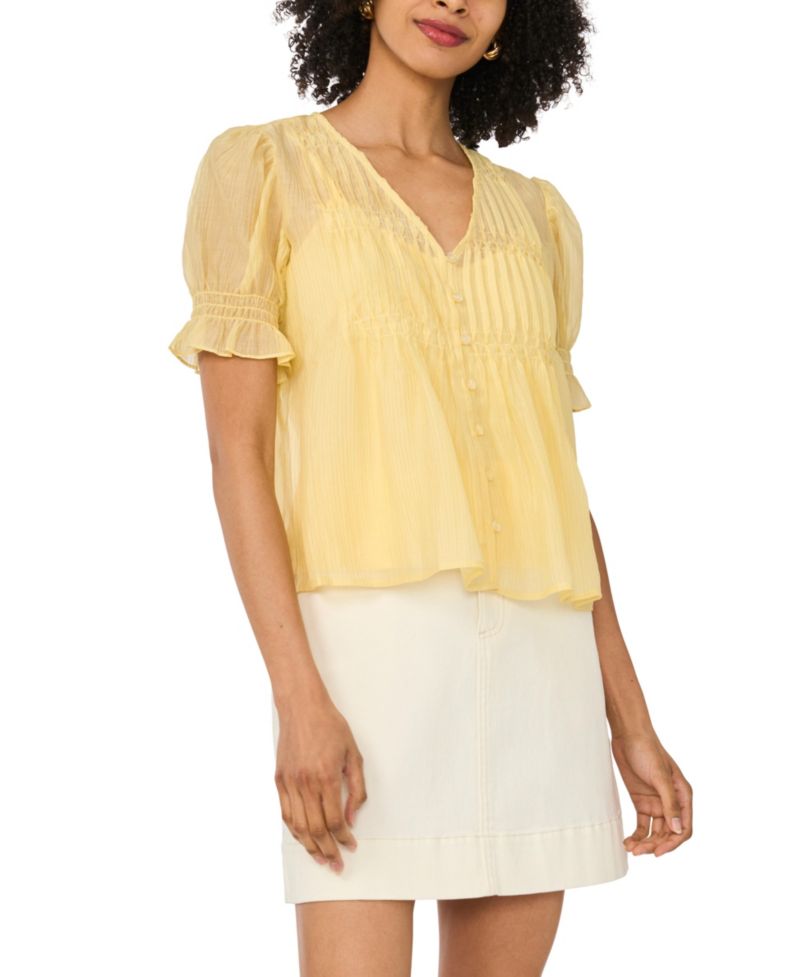 Women's Pintuck Short-Sleeve Top