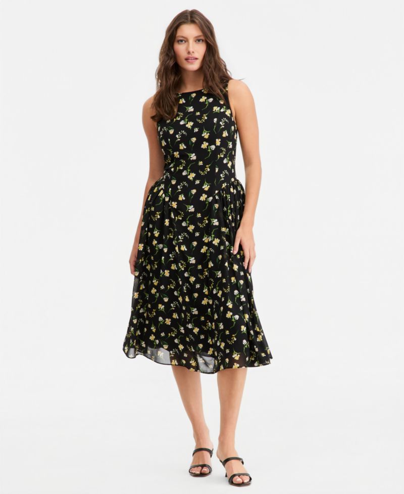 Plus Size Drop-Waist Midi Dress