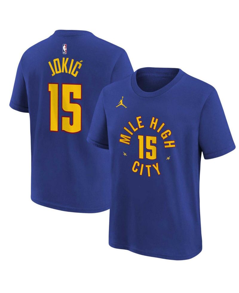 Big Boys and Girls Nikola Jokic Blue Denver Nuggets Statement Edition Name & Number T-Shirt