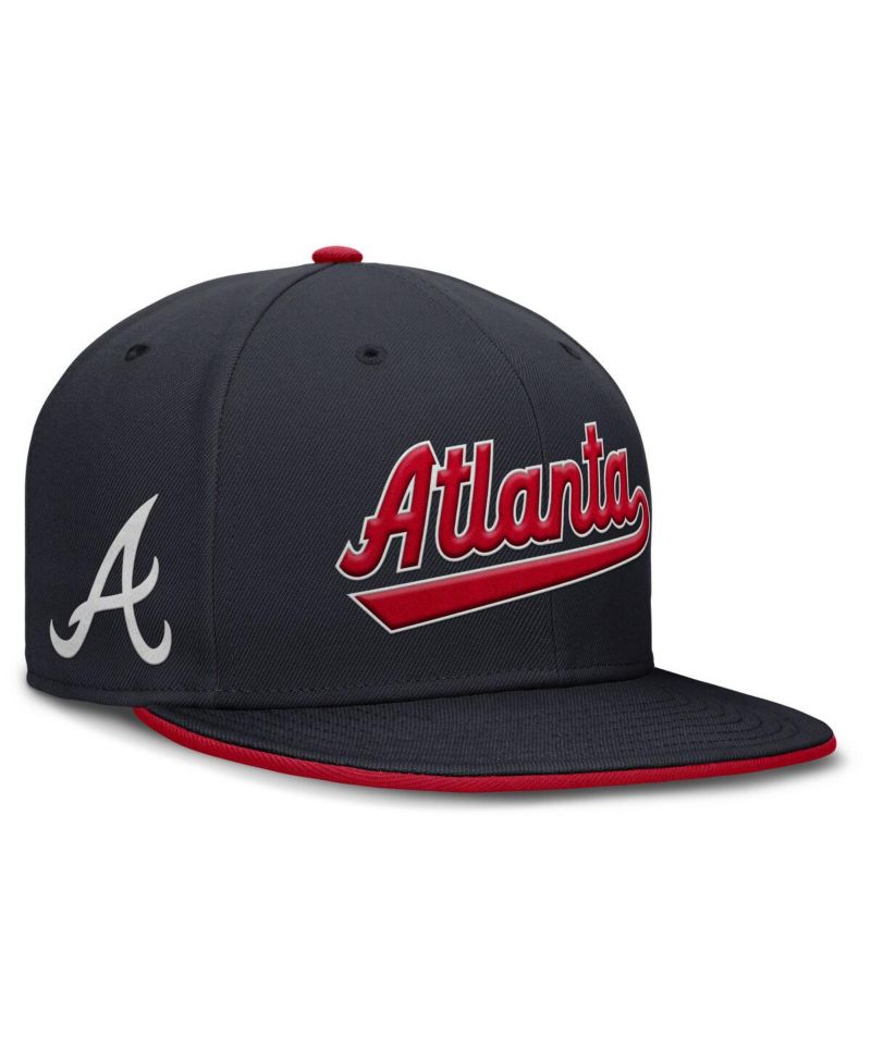 Men's Navy Atlanta Braves True Performance Fitted Hat