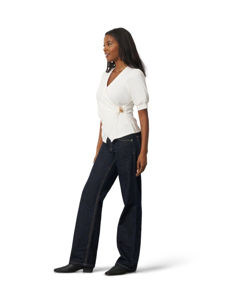 Women's Draped Wrap Top Surplice V-Neck